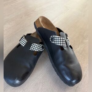 Birkenstock Birkis Black and White Mules